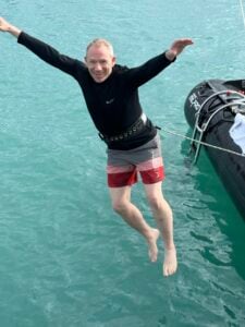 Polar plunge in the Arctic while on a Silversea Expedition Cruise onboard Silver Endeavour