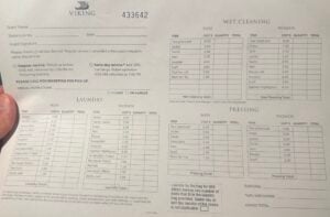 Laundry price onboard a Viking Ocean Cruise ship, Viking Vesta