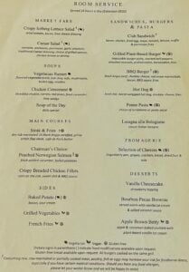 Room service menu from onboard Viking Vesta, a Viking Ocean Cruise ship